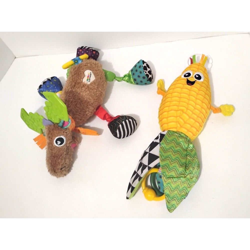 Lamaze Mortimer Moose & John Deer Corn Cob Baby Activity Plush Rattle Crinkle